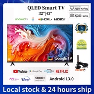 R&R QLED Smart TV 32"/43 inch Android TV Mirror TV Google TV Digital TV with Google Play Netflix You