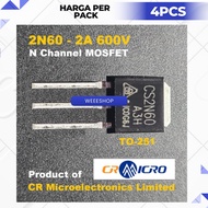 4PCS Original MOSFET CS-2N60 N-Channel 600V 2A – SMPS PWM Power Transistor