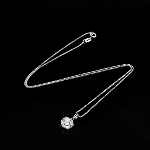 JewelryPalace Moissanite D Color 1ct 1.5ct 2ct 3ct Round 925 Sterling Silver Pendant Necklace for Wo