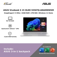 ASUS Vivobook S 15 OLED S5507Q-ADA098WSM Laptop (Snapdragon® X Elite X1E 78 100 | 15.6”3.2K OLED | 3