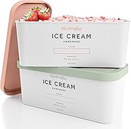 ZICOTO Set of 2 Reusable Ice Cream Tub Containers 2 Quart Each - Perfect for Homemade Sorbet, Frozen