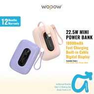 WOPOW SQ27 Super Mini Powerbank 10000mah with LlGHT-NlNG/Type-C Built-in Cable