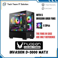 INVASION D-3000 MATX Frameless Gaming Case With ARGB Fans (Black and White Available)