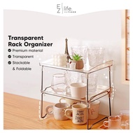 EzLife Transparent Storage Rack Kitchen Bathroom Bedroom Stackable Arcylic Rack Desktop Organizer In