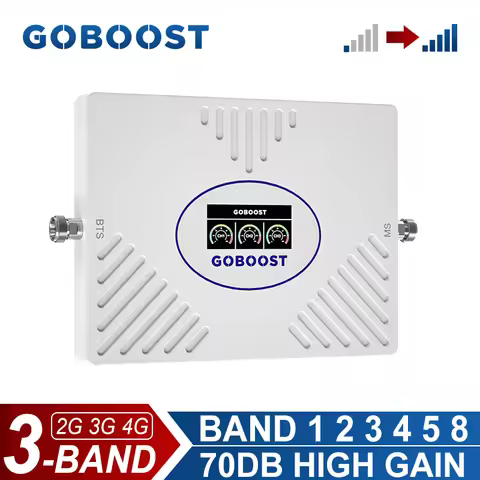 GOBOOST Signal Booster 70dB High Gain 2G 3G 4G Cellular Amplifier 850 900 1700 1800 1900 2100MHz Net