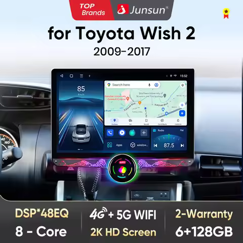 Junsun AI Wireless CarPlay Android Auto Car Radio For Toyota Wish 2 2009 2010 2011 2012 -2017 4G GPS