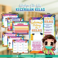 (1 DAY SHIP) SET KECERIAAN KELAS/PAPAN KENYATAAN/CARTA ORGANISASI/JADUAL WAKTU/JADUAL BERTUGAS/SELAM