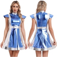 inhzoy Alien Costume for Women Halloween Space Themed Party Cosplay Alien Dress-up Costume