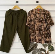 Oneset Cp Andin Combinasi || Setelan Rayon Combinasi Lengan Pendek || Pakaian Wanita Rayon Sehari Ha