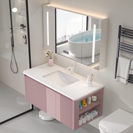 Vanity cabinet pre order Customized New Bathroom Cabinet Rock Slab Integrated Basin Bathroom Smart Mirror Cabinet Set French Style Washbasin