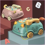 Đồ chơi điện thoại ô tô phát nhạc thông minh ô tô điện thoại hình con mèo cho bé xe kéo đồ chơi ô tô