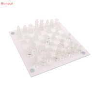 [Honour] 1Set Craft Crystal Glass Chess Set Acrylic Chess Board Anti-broken Chess Game