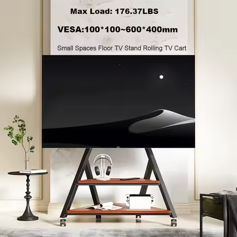 Corner TV Stand for 40-80 Inch TVs, Small Spaces Floor TV Stand Rolling TV Cart for LCD/LED Flat Cur