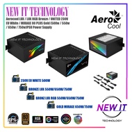 Aerocool LUX / LUX RGB Bronze / UNITED 230V EU White / MIRAGE 80 PLUS Gold (500w / 550w / 650w / 750