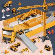 Alloy Engineering Vehicle Large Container Truck Set Excavator Cross-Border E-commerce Toy Model Vehi
