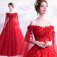 Formal Evening Dress For Women 2022 New Rose Red Bride Wedding Gown For Debut Ninang