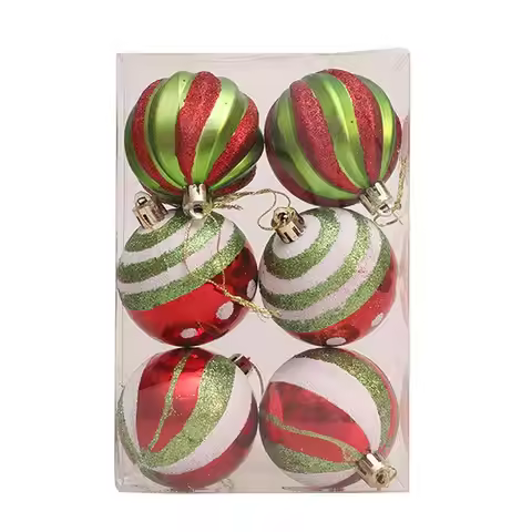 Christmas Tree Balls 6X Shatterproof Painted Ball Pendants Christmas Tree Decorations 2.4inch Ball P