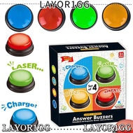 LAYOR1GG 4pcs Answer Buzzers, with Lights and Sound 4Colors Game Buzzers,  Trivia Games Family Feud 