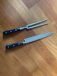 2 pc Barbeque knife fork set不鏽鋼烤肉刀烤肉叉套裝鍛造POM 柄BBQ camping