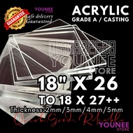 18 x 26 inches to 27++ inches acrylic sheet with 2mm, 3mm 4mm and 5mm / transparent akrilik