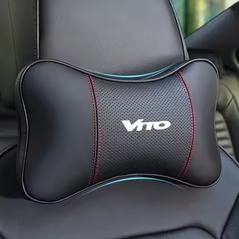 1Pcs Car Seat Headrest Auto Logo Neck Pillow For Mercedes Benz W124 W203 W204 Vito W447 W639 car acc