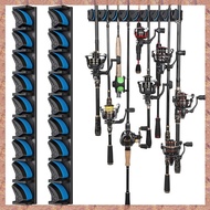Vertical Fishing Rod Rack(2-Pack), Wall-Mounted Holder for 2 Packs of Fishing Poles, Holds Up to 18 