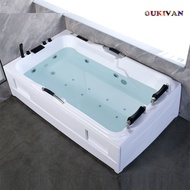 Twin Bath Tub Tab Mandi Relaxing Massage Jacuzzi With Stainless Steel Handle Quality PU Rubber Pillow