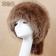 Imitation Fox Fur Dome Flat Top Imitation Fur Hat Thickened Autumn Winter Fur Russian Mongolian Hat 