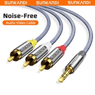 SUNKANDI AUX 3.5mm to 3RCA AV Cable For TV Projector Home Audio/Video Live performance