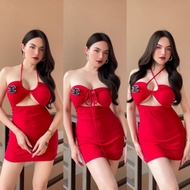 Disco Dress Spaghetti Strap With Front Slit