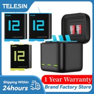 Sdeyubl1 TELESIN 1750mAh Battery For GoPro Hero 12 GoPro11 10 9 with Storage Fast Charging Charger Action Camera Accessories Sports &amp; Action Camera