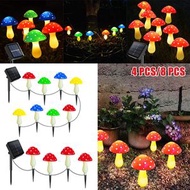 屯團百貨 - 紅色 4燈 太陽能燈串 太陽能蘑菇燈 塑膠蘑菇燈串