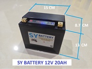 SY Battery แบตฯลิเทียมฟอสเฟส สำหรับมอเตอร์ไซค์ 12V 12 ถึง 30 AH มี BMS Peak 600A