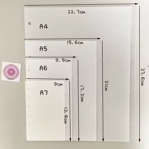 A4/A5/A6/A7 Ring Seperator Pages 6/8 Sheets Binder Devider PP Separator Pages Budget Book Accessory 