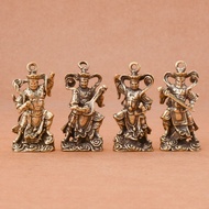 4pcs pure brass retro Four Heavenly Kings ornaments, copper carving crafts, tea pets, decorative orn