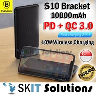 ★Baseus S10 10000mAh Bracket 10W Wireless Charger Battery Power Bank Powerbank Quick Charge 18W PD+QC3.0 with Type-C Por