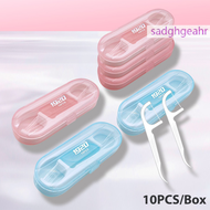 sadghgeahr ชุดไม้จิ้มฟันไหมขัดฟัน10ชิ้น กล่องแปรงไหมขัดฟันแบบพกพาไม้จิ้มฟันทำความสะอาดฟันพร้อมท่อเก็