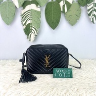 YSL LOU 黑金羊皮流蘇相機包 斜肩包