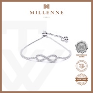 MILLENNE Millennia 2000 Infinity Cubic Zirconia Silver Adjustable Bracelet with 925 Sterling Silver