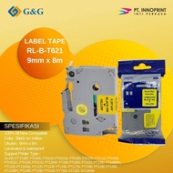 G&G label tape for Brother Label Tape TZE-621 9mm x 8m Black On Yellow TZE621