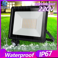 KKSKY 220V Electric Flood Light Led Human Body Sensor Lighting NO SOLAR Outdoor Spotlight Ip66 Water