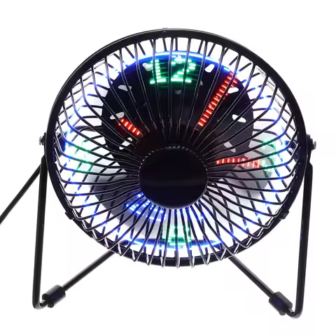 Mini USB Fan Metal Build Brushless Degree Rotate for Home Office Desktop Portable Cooling Fan LED Cl