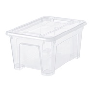 SAMLA 附蓋收納盒, 透明, 28x20x14 公分/5 公升