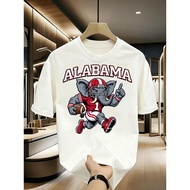 Men'S Alabama Elephant Graphic T-Shirt - Crimson & White Alabama Mascot with Football, Relaxed Fit C