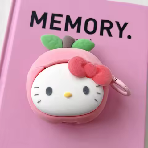 South Korea Cute 3D Cartoon Flocked Peach Kitty Earphone Case For Huawei FreeBuds4 4E 5i 6i se2 se3 