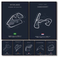 2023 F1 Imola Monaco Zandvoort Track Circuit Park Canvas Painting Wall Art F1 Car Posters Aesthetic 