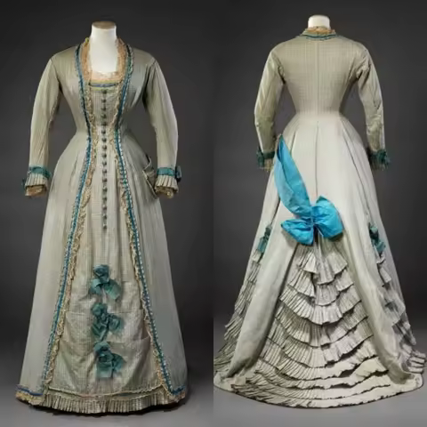 1870s The Gilded Age Day Dress Victorian Renaissance Queen Visiting Costume Edwardian Duchess Dinner