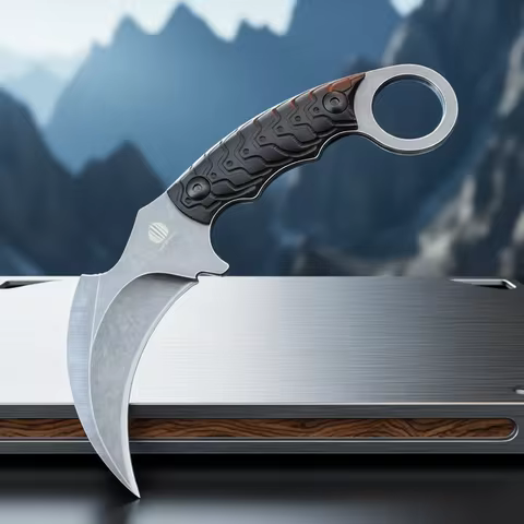 STRIDER - An emergency outdoor knife for camping and fishing expeditions, equipped with a K-shaped s