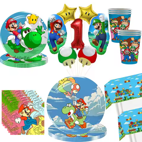 Mario Bros Birthday Party Decoration Disposable Party Plates Super Mario Balloon Decoration Baby Sho