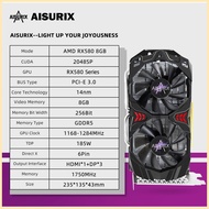 ☢ ◶ ◴ AISURIX RX580 8G Graphics Cards AMD GDDR5 GPU RX 580 8GB 256Bit 2048SP Computer PC Black Myth